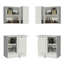 Kit Canto Madesa 100% MDF 2 Portas e Nicho Frentes Branco Brilho