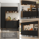 Armário de Cozinha Completa 165 cm Rustic/Preto Lille Madesa 01