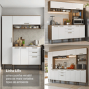 Armário de Cozinha Completa 225 cm Rustic/Branco Lille Madesa 01