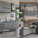 Armário de Cozinha Compacta 180 cm Suspenso Cinza Nice Madesa 04