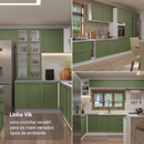 Armário de Cozinha Completa 340 cm Branco/Verde Vik Madesa 01