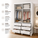 Guarda-Roupa Solteiro Buriti 2 Portas 6 Gavetas com Espelho Novo Horizonte