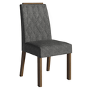 Conjunto Sala de Jantar Tampo de Vidro 6 Cadeiras Rustic/Cinza/Silver Peônia Madesa