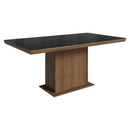 Conjunto Sala de Jantar Tampo com Vidro 6 Cadeiras Rustic/Preto/Imperial Alba Madesa