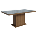Conjunto Sala de Jantar Tampo com Vidro 6 Cadeiras Rustic/Cinza/Silver Dinan Madesa