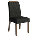 Conjunto Sala de Jantar Tampo com Vidro 6 Cadeiras Rustic/Preto/Oxford Pienza Madesa