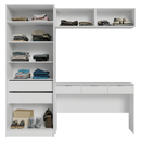 Conjunto Quarto 1 Penteadeira 2 Aéreos 1 Guarda-Roupa com Espelhos 2 Portas Neo Branco Madesa