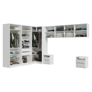 Quarto Completo de Canto Casal 610 cm com Mesa de Cabeceira Branco Neo Madesa