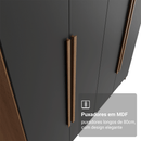 Guarda-Roupa Solteiro 4 Portas Batentes Rustic/Preto/Rustic Venus Madesa