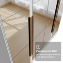 Guarda-Roupa Solteiro com Pés 4 Portas Batentes com Espelhos Branco/Branco/Rustic Venus Madesa