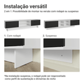 Rack para TV até 80 Polegadas 218 cm 2 Portas Branco/Preto Agata Madesa