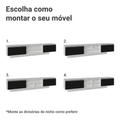 Rack Suspenso para TV até 80 Polegadas 218 cm 2 Portas Branco/Preto Glamy Madesa