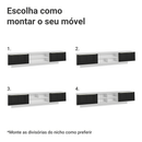 Rack Suspenso para TV até 80 Polegadas 218 cm 2 Portas Branco/Preto Lux Madesa