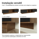 Rack para TV até 80 Polegadas 218 cm 2 Portas Rustic/Preto Agata Madesa