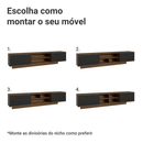 Rack Suspenso para TV até 80 Polegadas 218 cm 2 Portas Rustic/Preto Agata Madesa