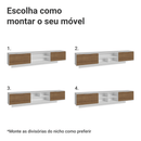 Rack Suspenso para TV até 80 Polegadas 218 cm 2 Portas Branco/Rustic Stella Madesa