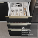 Balcão de Cozinha 40 cm 3 Gavetas Branco/Preto Lux Madesa
