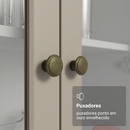 Cristaleira 70 cm 2 Portas de Vidro com Pés Cônicos Branco/Crema/Branco Vik Madesa