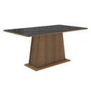 Conjunto Sala de Jantar Tampo de Vidro 6 Cadeiras Rustic/Preto/Oxford Peônia Madesa