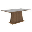 Conjunto Sala de Jantar Tampo de Vidro 6 Cadeiras Rustic/Cinza/Silver Peônia Madesa