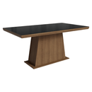 Conjunto Sala de Jantar Tampo com Vidro 6 Cadeiras Rustic/Preto/Imperial Colmar Madesa