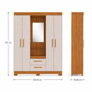 Guarda-Roupa Solteiro 4 Portas Com Espelho 2 Gavetas NT 6055 Notável
