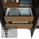 Guarda-Roupa Solteiro com Pés 4 Portas Batentes com Espelho Rustic/Preto/Rustic Venus Madesa