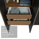 Guarda-Roupa Solteiro 4 Portas Batentes Rustic/Preto/Rustic Venus Madesa