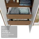 Guarda-Roupa Solteiro 4 Portas Batentes com Espelho Rustic/Branco/Rustic Venus Madesa