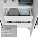 Guarda-Roupa Solteiro com Pés 4 Portas Batentes com Espelhos Branco/Branco/Preto Venus Madesa