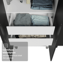 Guarda-Roupa Solteiro com Pés 4 Portas Batentes Branco/Preto/Preto Venus Madesa