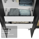 Guarda-Roupa Solteiro com Pés 4 Portas Batentes com Espelhos Branco/Preto/Preto Venus Madesa