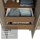 Guarda-Roupa Solteiro com Pés 4 Portas Batentes com Espelho Rustic/Crema/Rustic Venus Madesa