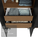 Guarda-Roupa Solteiro com Pés 4 Portas Batentes Rustic/Preto/Preto Venus Madesa