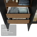 Guarda-Roupa Solteiro 4 Portas Batentes com Espelhos Rustic/Preto/Preto Venus Madesa