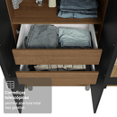 Guarda-Roupa Solteiro com Pés 4 Portas Batentes com Espelhos Rustic/Preto/Preto Venus Madesa
