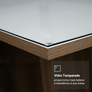 Conjunto Sala de Jantar Tampo de Vidro 6 Cadeiras Rustic/Branco/Imperial Dália Madesa