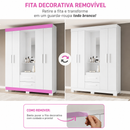 Guarda-Roupa Solteiro 4 Portas Com Espelho 2 Gavetas NT 6055 Notável