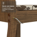 Conjunto Sala de Jantar Avelã Mesa Tampo de Vidro 4 Cadeiras Rustic/Crema/Floral Hibiscos Madesa