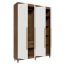 Guarda-Roupa Solteiro com Pés 4 Portas Batentes Rustic/Branco/Rustic Venus Madesa