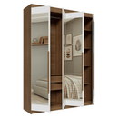 Guarda-Roupa Solteiro 4 Portas Batentes com Espelhos Rustic/Branco/Rustic Venus Madesa