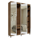 Guarda-Roupa Solteiro com Pés 4 Portas Batentes com Espelhos Rustic/Branco/Rustic Venus Madesa