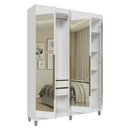 Guarda-Roupa Solteiro com Pés 4 Portas Batentes com Espelhos Branco/Branco/Rustic Venus Madesa