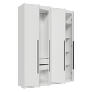 Guarda-Roupa Solteiro 4 Portas Batentes Branco/Branco/Preto Venus Madesa