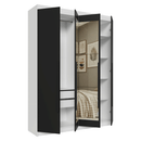 Guarda-Roupa Solteiro 4 Portas Batentes com Espelho Branco/Preto/Preto Venus Madesa