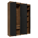 Guarda-Roupa Solteiro 4 Portas Batentes Rustic/Preto/Preto Venus Madesa
