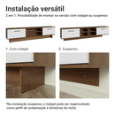 Rack Suspenso para TV até 80 Polegadas 218 cm 2 Portas Rustic/Branco Agata Madesa