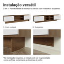 Rack Suspenso para TV até 80 Polegadas 218 cm 2 Portas Rustic/Branco Stella Madesa