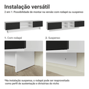 Rack Suspenso para TV até 80 Polegadas 218 cm 2 Portas Branco/Preto Agata Madesa