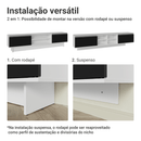 Rack para TV até 80 Polegadas 218 cm 2 Portas Branco/Preto Glamy Madesa
